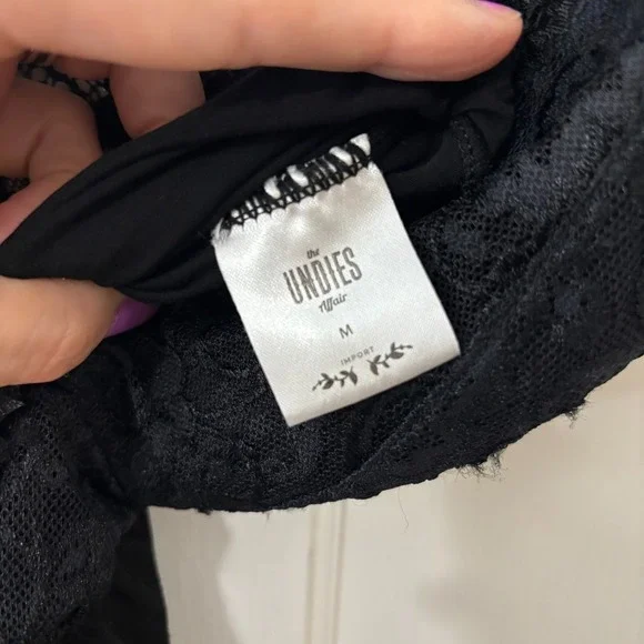 Black Coquette Babydoll Slip Dress Lace Fairy Whimsygoth Witchy Y2K Sheer Sz M - Picture 5 of 7